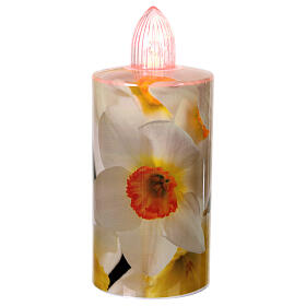 Electric Votive Light White Floral Print Fixed Red Light 60 Days