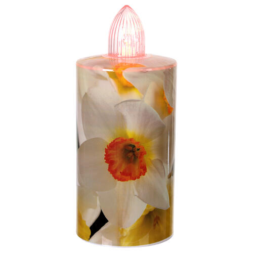 Electric Votive Light White Floral Print Fixed Red Light 60 Days 1