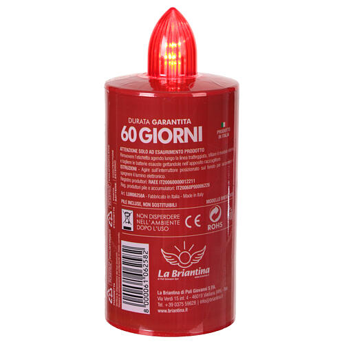 Red electric votive candle with Immaculate Mary print, fixed red light, 60 days disposable 4