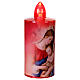 Red electric votive candle with Immaculate Mary print, fixed red light, 60 days disposable s3