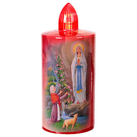 Madonna von Lourdes rotes Votivkerze mit festem roten Licht 60 Tage Einwegbatterie