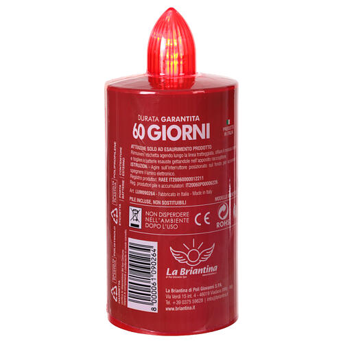 Vela roja Virgen de Lourdes luz roja fija 60 días batería desechable 4