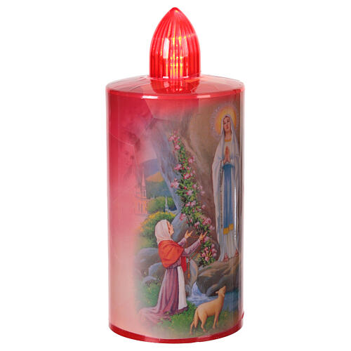 Vela vermelha Nossa Senhora de Lourdes luz vermelha fixa 60 dias bateria descartável 3