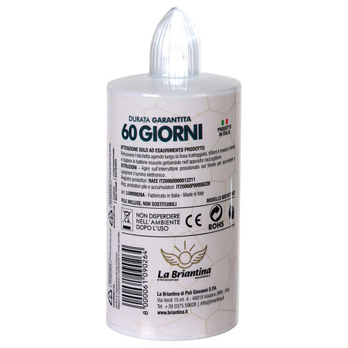 White votive candle of Our Lady of Lourdes, steady white light for 60 days, disposable battery 4
