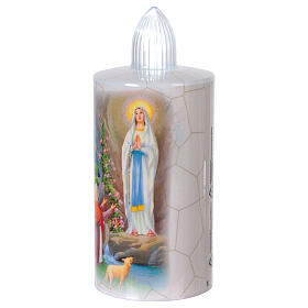 Vela Nossa Senhora de Lourdes branca luz branca fixa 60 dias bateria descartável