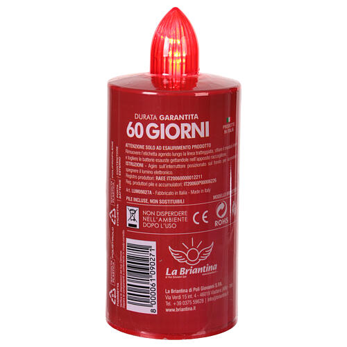 Red votive candle with Holy Family print, 60-day steady red light, disposable 4