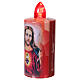 Einwegkerze mit rotem Herz Jesu und festem rotem Licht 60 Tage s3