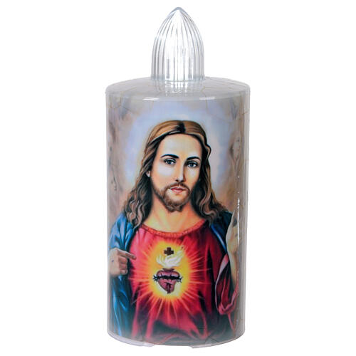 Disposable white votive candle, Sacred Heart of Jesus, steady white light, 60 days 1