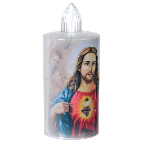 Disposable white votive candle, Sacred Heart of Jesus, steady white light, 60 days 2