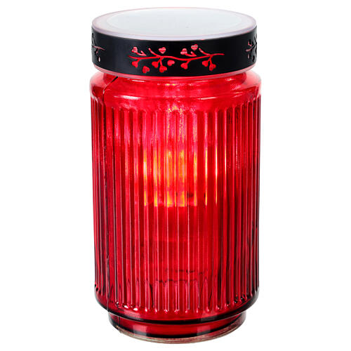 Bougie LED 1000 jours avec panneau solaire en verre rouge 15 cm 1