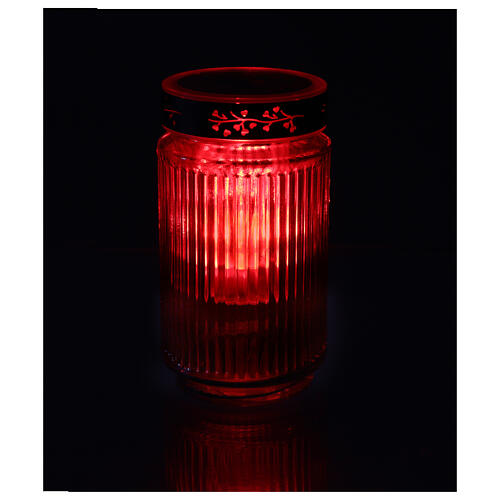Bougie LED 1000 jours avec panneau solaire en verre rouge 15 cm 2