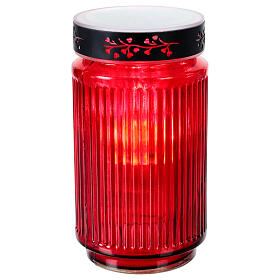 Candela led 1000 giorni con pannello solare in vetro rossa 15 cm