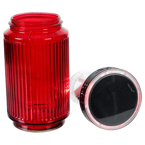 Candela led 1000 giorni con pannello solare in vetro rossa 15 cm 4