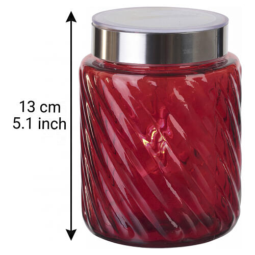 Candela vetro 1000 giorni pannello solare rossa votiva 10 cm 3