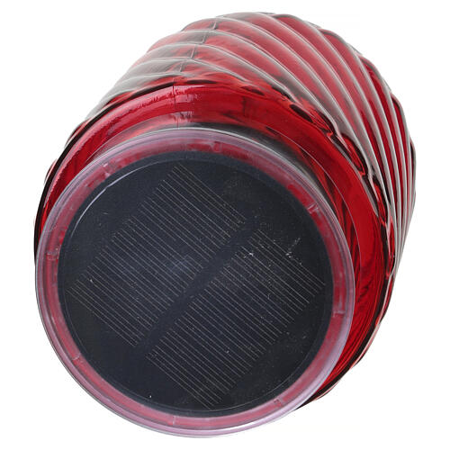 Candela vetro 1000 giorni pannello solare rossa votiva 10 cm 5