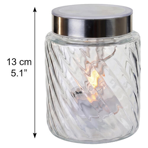 Candela 10 cm vetro trasparente con pannello solare 1000 giorni 3