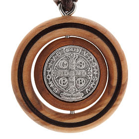 Medal pendant Olive wood St Benedict