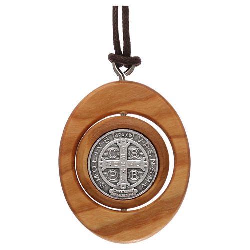 Medal pendant Olive wood St Benedict 5