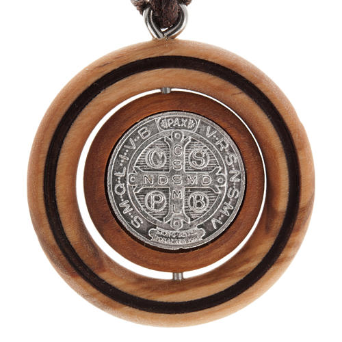Medal pendant Olive wood St Benedict 2