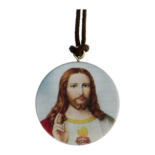 Runde Medaille Olivenholz mit Bild Jesus 1
