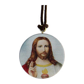 Medalik okrągły drewno oliwne wizerunek Jezusa