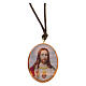 Ovale Medaille aus Olivenbaumholz mit dem Heiligsten Herzen Jesu s1