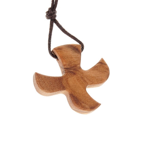 Medalha forma pomba madeira de oliveira 1