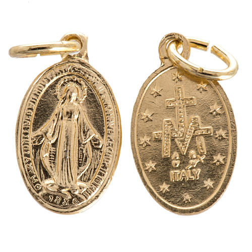 Medalla de la Virgen de la Milagrosa aluminio dorado 15mm 1