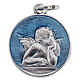 Medal with angel, light blue enamel 2cm s1