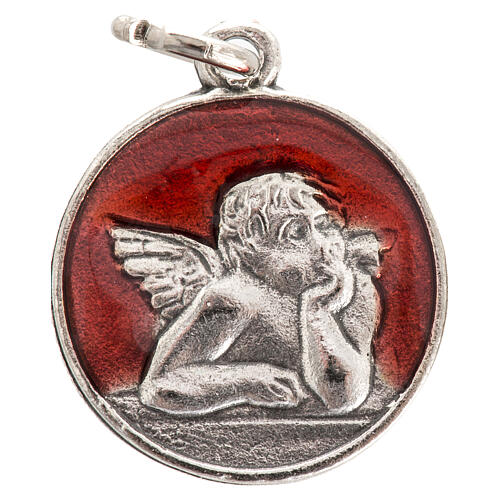 Medal with angel, red enamel 2cm 1