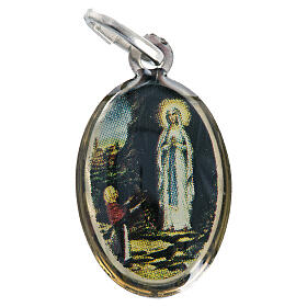 Our Lady of Lourdes oval medal, nickel plated 18mm