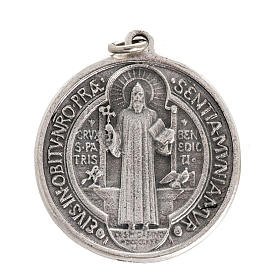 St Benedict medal in silver plated metal, 3 cm