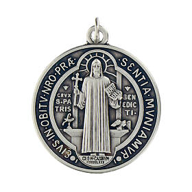 St Benedict medal in silver plated metal, 3 cm