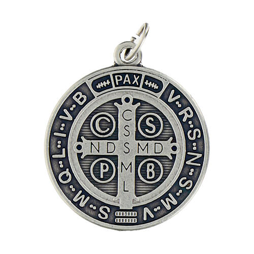 St Benedict medal in silver plated metal, 3 cm 2