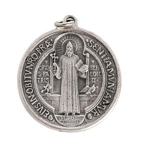 Medalla San Benito metal plateado de 3cm
