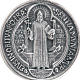 Medalla San Benito metal plateado de 3cm s2