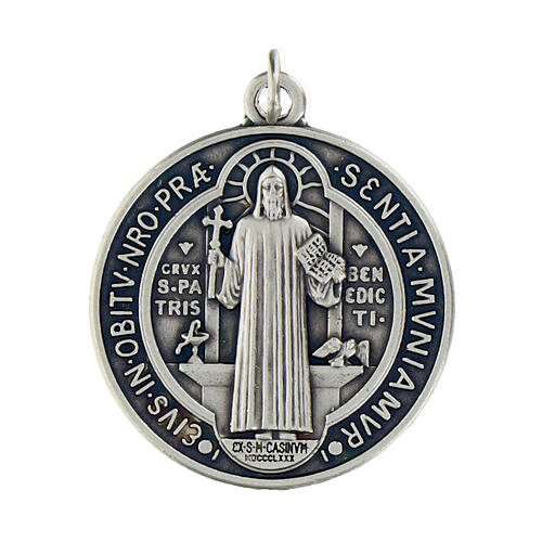 Medaglia San Benedetto metallo argentato 3 cm 1