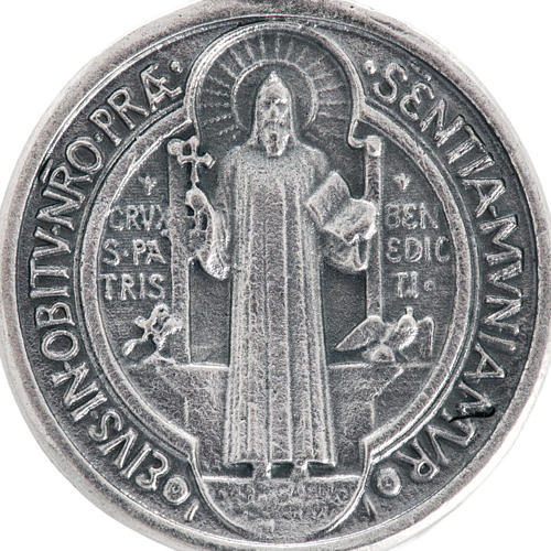 Medalik święty Benedykt metal posrebrzany 3cm 2