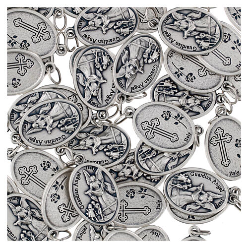 Guardian Angel oval medal, oxidised metal 20mm 3