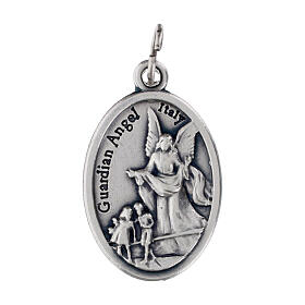 Guardian Angel oval medal, oxidised metal 20mm