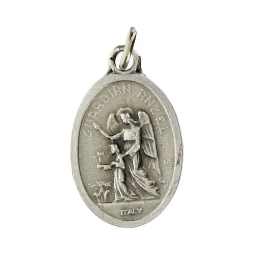 Guardian Angel oval medal, oxidised metal 20mm 1