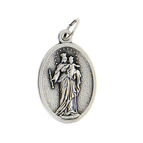 Mary Help of Christians medal, oxidised metal 20mm 1