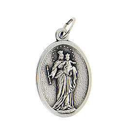 Mary Help of Christians medal, oxidised metal 20mm