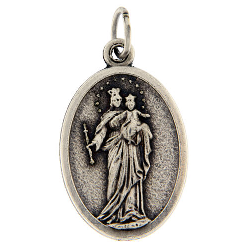 Mary Help of Christians medal, oxidised metal 20mm 4