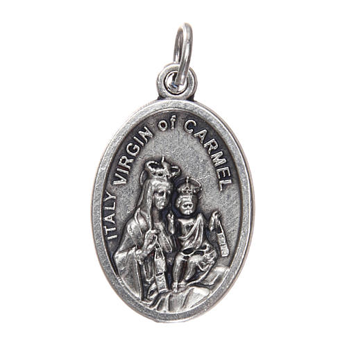 Medaille Madonna von Karmel oval oxidiertes Metall 20 mm 1