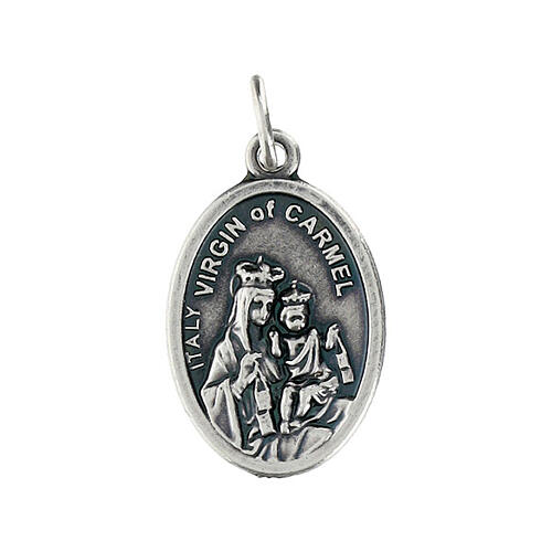 Our Lady of Mount Carmel medal, oxidised metal 20mm 1