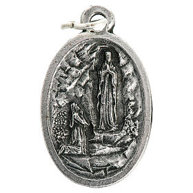 Our Lady of Lourdes oval medal in oxidised metal 20mm