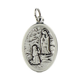 Our Lady of Lourdes oval medal in oxidised metal 20mm