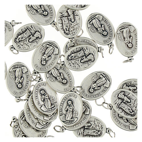 Medaglia Madonna Lourdes ovale metallo ossidato 20 mm 2