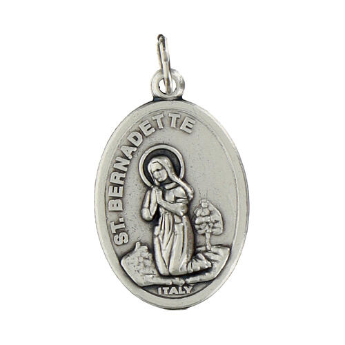 Medaglia Madonna Lourdes ovale metallo ossidato 20 mm 3